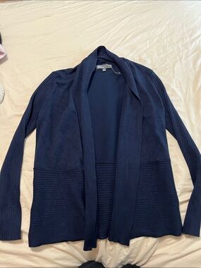 89th & Madison Navy Open-Front Ribbed Cardigan